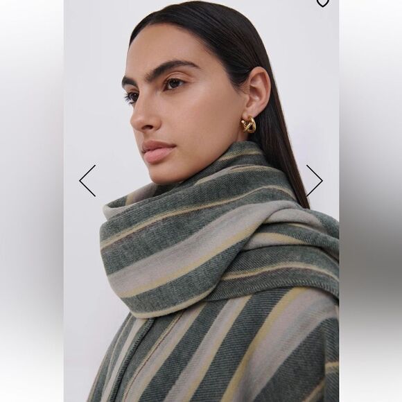 NWT SIMKHAI Cypress Stripe Sam Wool Fringe Poncho One-Size - Picture 3 of 14